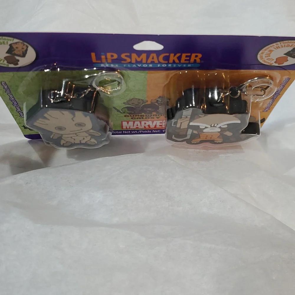 Marvel Guardians of the galaxy 2pack‎ lip smacker lip balm key chain holder new